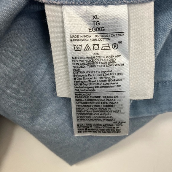 GAP Blue Ruched Puff Sleeve Blouse - Picture 7 of 7